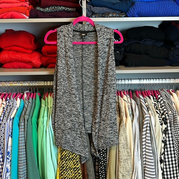 Mossimo Supply Co black and white marl sleeveless open front cardigan size XS - Picture 1 of 3